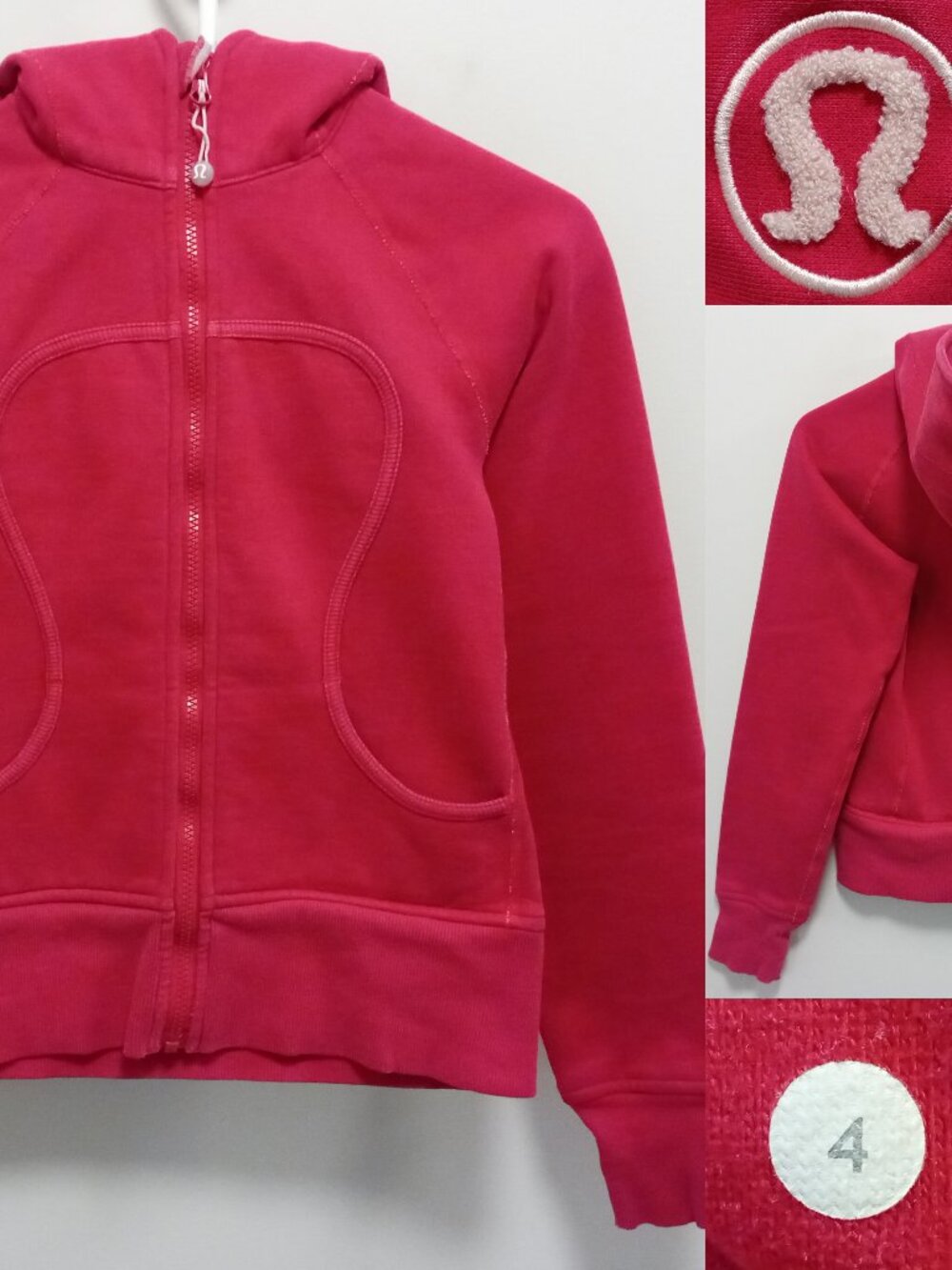 Lululemon Scuba Hoodie 4 XS High Neck Womans Full Zip Jacket Red Pink